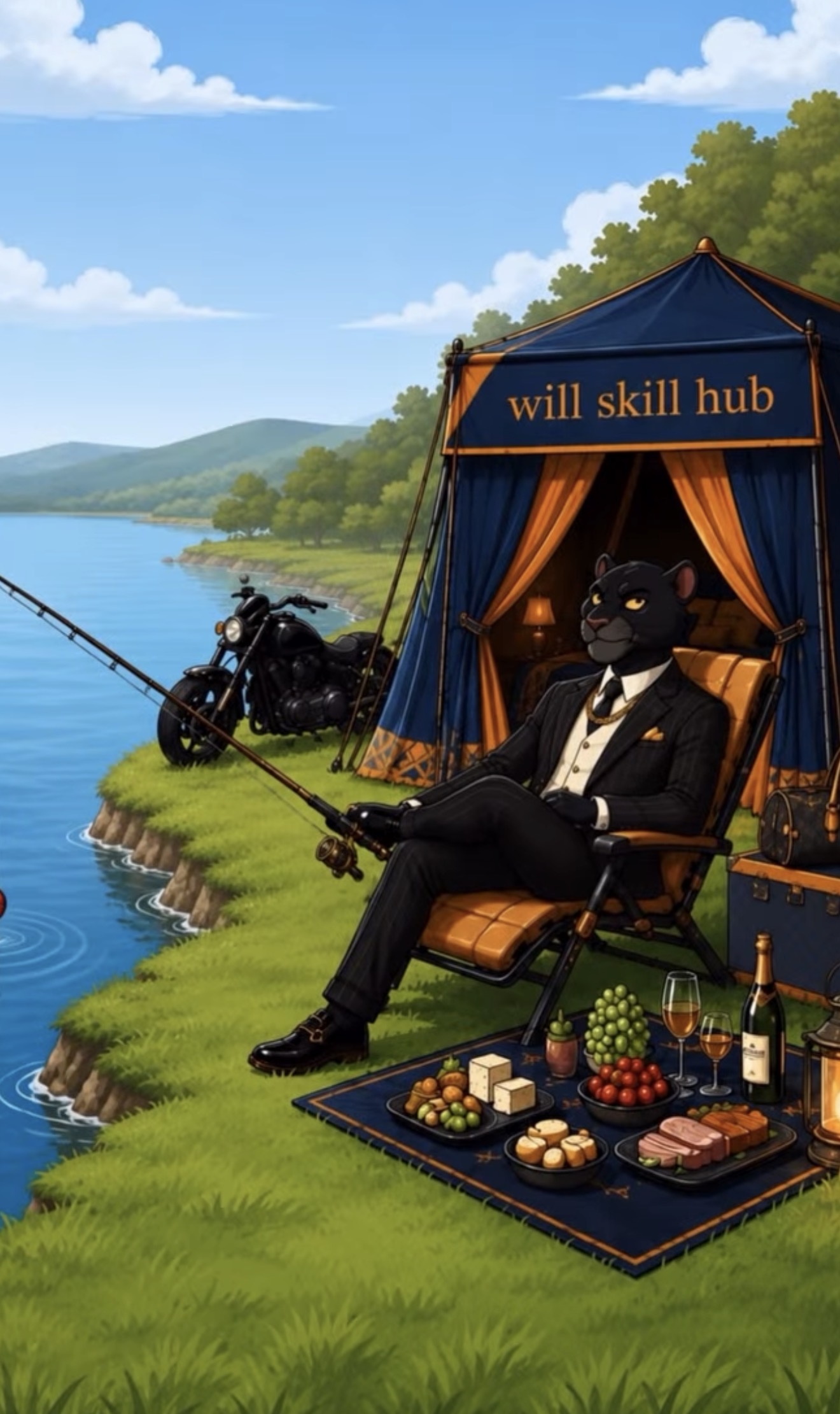 AI‑ілюстрація з пантерою біля озера для Will Skill Hub